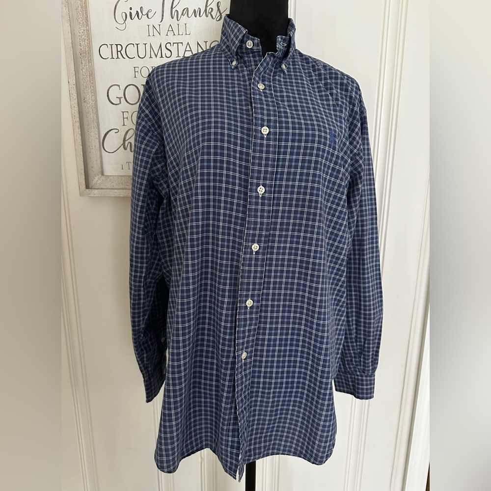 RALPH LAUREN Blake Collared Button Down L/S Shirt Blue Plaid